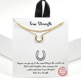 99495, GOLD DIPPED, "TRUE STRENGTH" DAINTY HORSESHOE DOUBLE LAYERED NECKLACE
