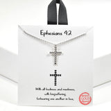 99496, GOLD DIPPED, "EPHESIANS 4:2" CROSS CHARM NECKLACE