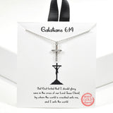 99499, GOLD DIPPED, "GALATIANS 6:14" CROSS CHARM NECKLACE