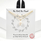 99500, GOLD DIPPED, " NO GRIT, NO PEARL" FRESHWATER PEARL DOUBLE LAYERED NECKLACE
