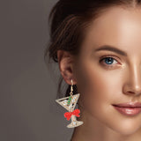 99505, CHRISTMAS CHAMPAGNE GLASS RHINESTONE DANGLE EARRING