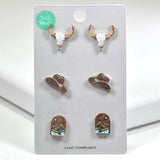 Western Theme Wood Stud Earring SET