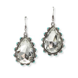 Teardrop Rhinestone with Turquoise Stone Dangle Earring