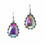 Teardrop Rhinestone with Turquoise Stone Dangle Earring - view 4