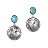Round Rhinestone with Turquoise Stone Dangle Earring