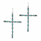 99537, WESTERN CROSS TURQUOISE STONE DANGLE EARRING
