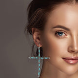 99537, WESTERN CROSS TURQUOISE STONE DANGLE EARRING