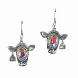COW Head TAG Rhinestone Accent Dangle Earring - view 3