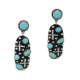 99542, CROSS ENGRAVED METAL DANGLE EARRING