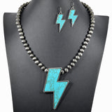 99550, WESTERN LIGHTNING BOLT WITH NAVAJO BEAD NECKLACE