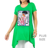 99554, FASHION MAGAZINE CRYSTAL EMBELLISHED T-SHIRT TOP