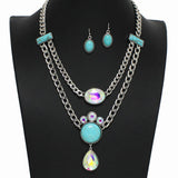 Western Rhinestone with Chain Accent Necklace