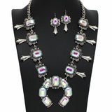 99560, WESTERN SQUASH BLOSSOM RHINESTONE NECKLACE