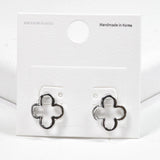 Rhodium Plated, Cutout Clover Stud Earring