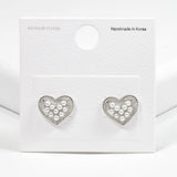 Rhodium Plated, Heart Pearl Stud Earring