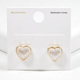99611, 14K GOLD DIPPED, HEART PEARL STUD EARRING
