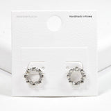 Rhodium Plated, Dainty Heart with Crystal Rhinestone Stud Earring