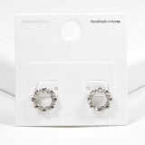 99612, 14K GOLD DIPPED, DAINTY HEART WITH CRYSTAL RHINESTONE STUD EARRING