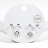 White Gold Dipped, Cutout Star Stud Earring SET