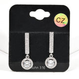 99616, ROUND CUBIC ZIRCONIA ACCENT CRYSTAL RHINESTONE DANGLE EARRING