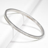 99642, PAVE CRYSTAL RHINESTONE STAINLESS STEEL BANGLE BRACELET