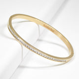 99642, PAVE CRYSTAL RHINESTONE STAINLESS STEEL BANGLE BRACELET