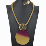 99681, TWO TONE GEOMETRIC ACRYLIC NECKLACE