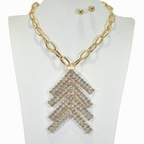 99687, GEOMETRIC ARROW SHAPE RHINESTONE NECKLACE
