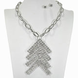 99687, GEOMETRIC ARROW SHAPE RHINESTONE NECKLACE
