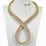 99689, CRYSTAL RHINESTONE ACCENT TEARDROP METAL NECKLACE