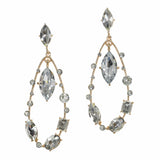 99697, MULTI SHAPE RHINESTONE DANGLE EARRING