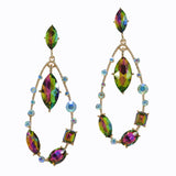 99697, MULTI SHAPE RHINESTONE DANGLE EARRING