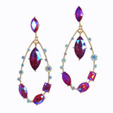 99697, MULTI SHAPE RHINESTONE DANGLE EARRING
