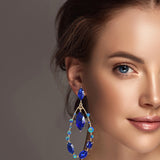 99697, MULTI SHAPE RHINESTONE DANGLE EARRING