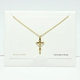 99704, 14K GOLD DIPPED, DAINTY CRUCIFIX PENDANT NECKLACE