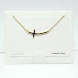 99705, 14K GOLD DIPPED, DAINTY SIDE CROSS NECKLACE