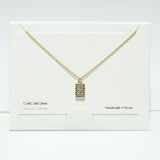 99708, 14K GOLD DIPPED, DAINTY CZ RECTANGLE NECKLACE