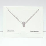 99710, RHODIUM DIPPED, DAINTY CZ RING SLIDE NECKLACE