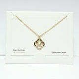 99711, 14K GOLD DIPPED, DAINTY CZ CLOVER CHARM NECKLACE