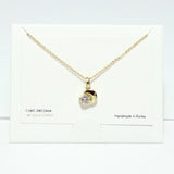 99714, 14K GOLD DIPPED, DAINTY CRESCENT MOON & CZ STAR PENDANT NECKLACE