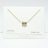 99718, 14K GOLD DIPPED, DAINTY CZ ROUND RING SLIDE NECKLACE