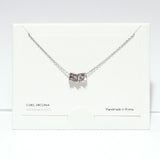 99719, RHODIUM DIPPED, DAINTY CZ SQUARE RING SLIDE NECKLACE