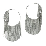 99731, ROUND HOOP CRYSTAL RHINESTONE TASSEL EARRING