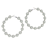 99733, PEARL & CRYSTAL RHINESTONE ROUND HOOP EARRING