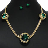 99735, LEAF RHINESTONE ACCENT CHAIN NECKLACE
