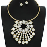 99740, PEARL WITH RHINESTONE CHOKER NECKLACE
