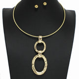 99749, OVAL HAMMERED METAL CHOKER NECKLACE