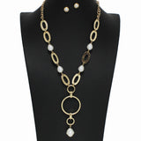 99758, FRESHWATER PEARL ACCENT GEOMETRIC NECKLACE