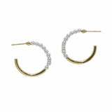Dainty Pearl Accent Round Hoop Post Earring