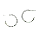 Dainty Pearl Accent Round Hoop Post Earring - view 2